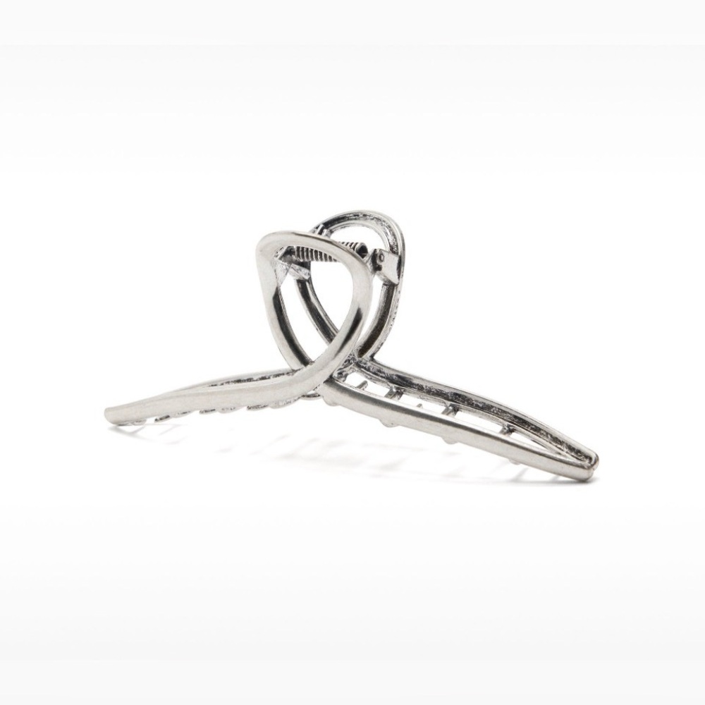 Silver Swirl Large Hair Claw Clip French Alloy Metal Jaw Accessory New NIP